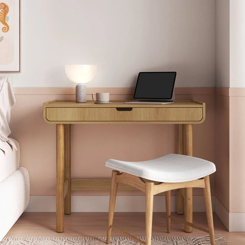 Mesa Escrivaninha Orgânica Curva 1 Gaveta 100cm Pés Hanover