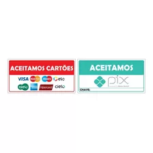 Kit 2 Placas Pvc Aceitamos Pix E Cartões De Crédito E Débito