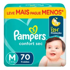 Fralda Descartável Pampers Confortsec M/70 G/60 Xg/54 Xxg/52