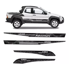 Kit Faixa Fiat Strada Adventure Locker 2008/ Adesivo Lateral Cor Preto