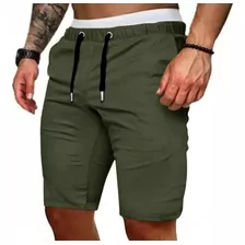 Bermuda De Gabardina Hombre Shorts Jogger Con Bolsillo G6