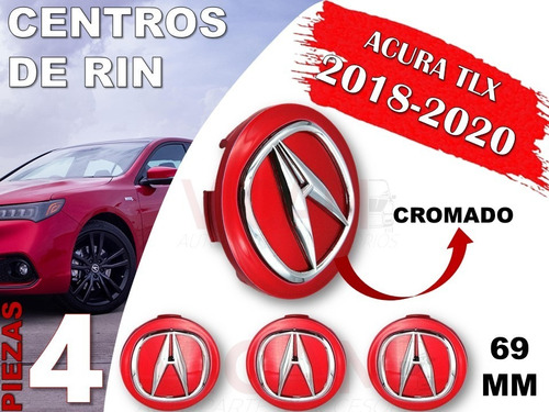 Kit De Centros De Rin Acura Tlx 2018-2020 69 Mm (rojo) Foto 2