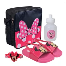 Kit Chinelo Slide E Mochila Quadrada Nexa Infantil Minnie