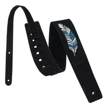 Strap Kidam Piel Gamuza Negro Con Bordado De Pluma