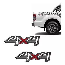 Par De Adesivos 4x4 Ford Ranger 2017/2018 Grafite E Preto