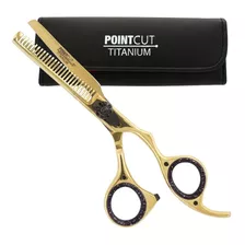 Tijera Peluqueria Pulir Desmechar Pointcut Titanio Gold 6