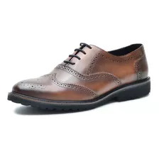 Sapato Masculino Oxford Brogue Wing Couro Lançamento Peça Já