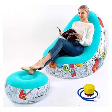 Sillón Inflable Portátil Ocio 2en1 Con Reposapiés