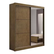 Guarda Roupa Solteiro Com Espelho 2 Pts 100% Mdf Atenas Ipê