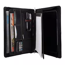 Zipper Leather Portfolio With Removable Tablet Holder, ...