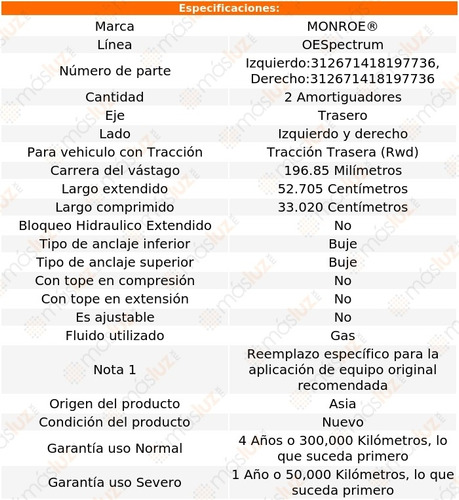 Kit 2 Amortiguadores Tra Gas Oespectrum Mighty Max Rwd 83/96 Foto 3