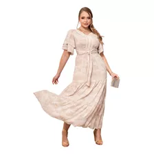 Vestido Longo Faixa Cintura Kauly ( 3800) Moda Evangelica