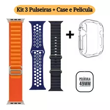 Kit 3 Pulseiras Smartwatch S9 Ultra W69 49mm Pelicula +case Kit Kit 02