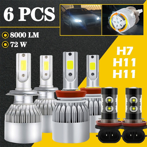 W Kit Luces Led H4 881 Luz Alta/baja/niebla Para Hyundai Hyundai Santa Fe