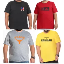 Kit 4 Camisetas Texas King Txc Usa Plus Size Moda Country