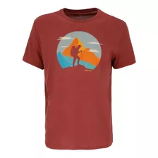 Polera Manga Corta Hiking Men Dark Red Doite