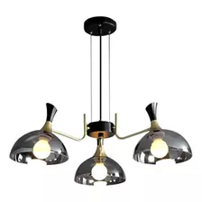 Lustre Pendente Sala Nórdico Moderno Vidro Preto 3 Led