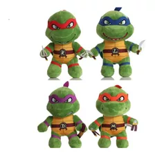 Kit 4 Pelúcias Tartarugas Ninjas 25cm Raphael Leonardo Donat