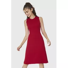 Vestido Midi Acanalado Rojo Nicopoly