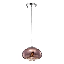 Luminaria Pendente Soho Cristal Legítimo K9 E Vidro Cobre 22cm Com Lâmpada Led