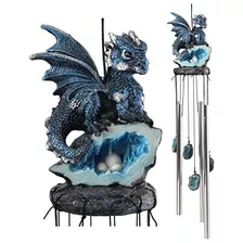 Dragón Azul Medieval Guardian De Geoda De Cristal De A...