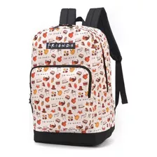 Mochila Escolar Juvenil Costas Friends Bege Trabalho Viagem