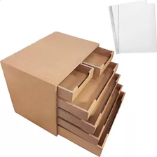 Organizador De Mesa 6 Gavetas Gaveteiro De Mdf Folha A4 F3