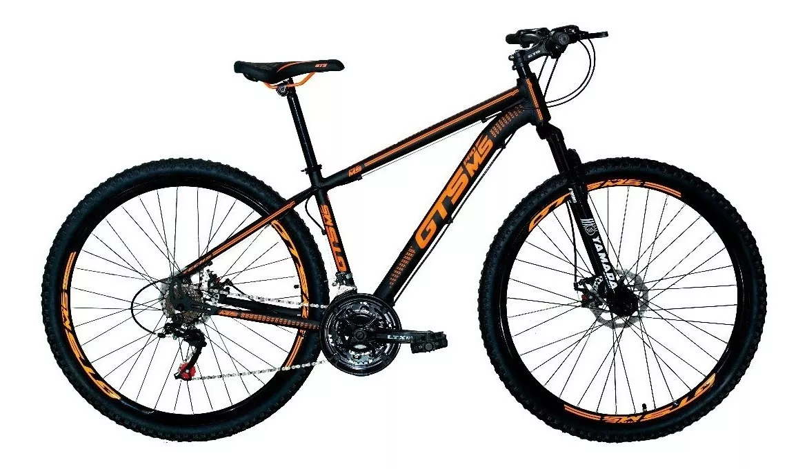 Mountain Bike Gts Pro M5 Techs Aro 29 17 21v Freios De Disco Mecânico Cor Preto/laranja
