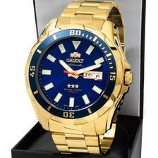 Relógio Orient 469gp078f D1kx Masculino Dourado Azul