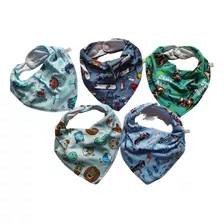 Kit 5 Babeiros Babador Bandana Infantil Menino Impermeável