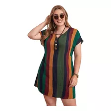 Vestido De Fiesta A Rayas De Talla Grande Para Mujer