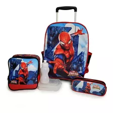 Mochila Infantil Homem Aranha C/ Rodinha Kit/envio 24 Horas