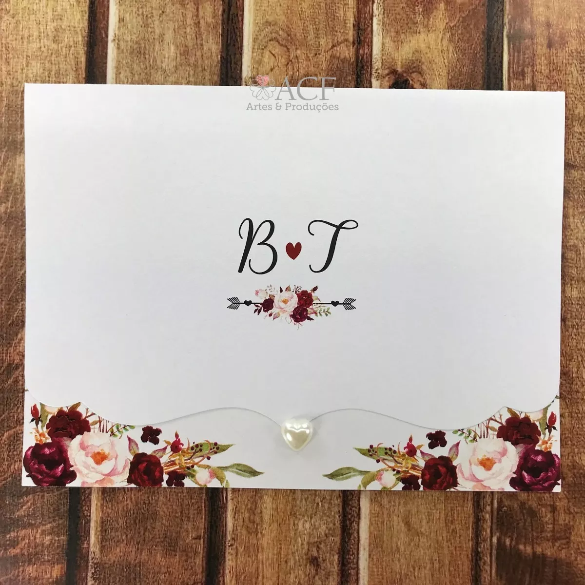 60 Convites Casamento Floral Marsala S02 + 60 Tag Presentes
