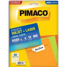 Etiqueta Inkjet Laser Carta Pimaco 6089 Etiqueta 16,93x44,45