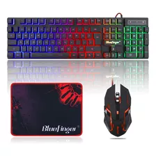 Kit Teclado Mouse Y Mouse Pad Usb Rgb Gamer Bluefinger