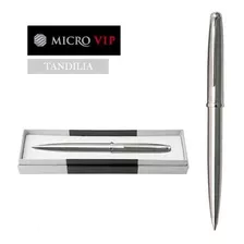 Boligrafo Micro Vip Tandilia Todo Plateado + Estuche 