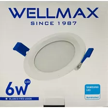 Plafón Led 6w Embutido Redondo Luz Blanco Frío Wellmax