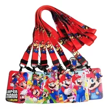 Portacredencial Escolar Super Mario Con Lanyard 