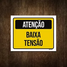 Placa De Sinalização - Atenção Aviso Baixa Tensão 18x23