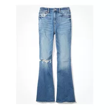 Ae Super High-waisted Flare Jean Con Rasgados Ind Blue