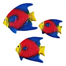 Enfeite De Parede - Trio De Peixe 3 Peças Ceramica Pequeno Cor Mod4