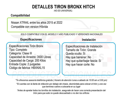 Tiron Jalon Remolque Nissan Xtrail 2015-2019 Bronx Foto 8