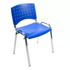 Silla De Escritorio Mobilarg Lisy Fija Plástica S/brazos Base Cromada Azul