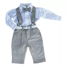 Conjunto Roupa De Batizado Infantil Festa Bebê Menino 