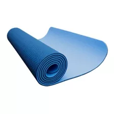 Tapete Dupla Face Para Yoga Em Polyester 183x61 Azul