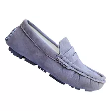 Zapato Mocasin Casual De Niños Suela Plana Ligero Gris 7478