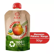 Ama Puré/comporta Manzana Plátano Mango Orgánico Envase Reciclable 90g