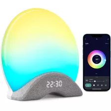 Reloj Despertador Con Lampara Inteligente Rgb Sonidos App 