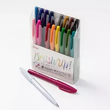 Pentel Xses15c-18st Brush Touch Pen, Juego De 18 Colores