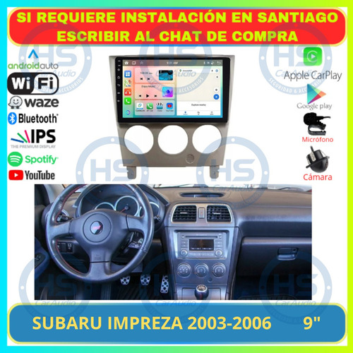 Radio 9 Pulgadas Android Auto Carplay Subaru Impreza 2003-06 Foto 2